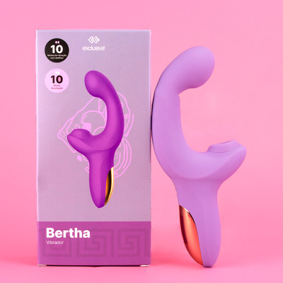 Vibrador Duplo em Silicone com 10 Modos de Vibração com Dedilhar, 10 Modos de Pulsação e Carregamento via Cabo USB Magnético - Exclusiva Bertha | 18,5 x 4 cm | Disponível em 2 Cores