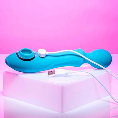 Foto 3 do produto Vibrador Duplo em Silicone com 3 Níveis de Sucção, 10 Modos de Vibração, Modo Turbo e Recarregável - Evolved Wanderful Sucker