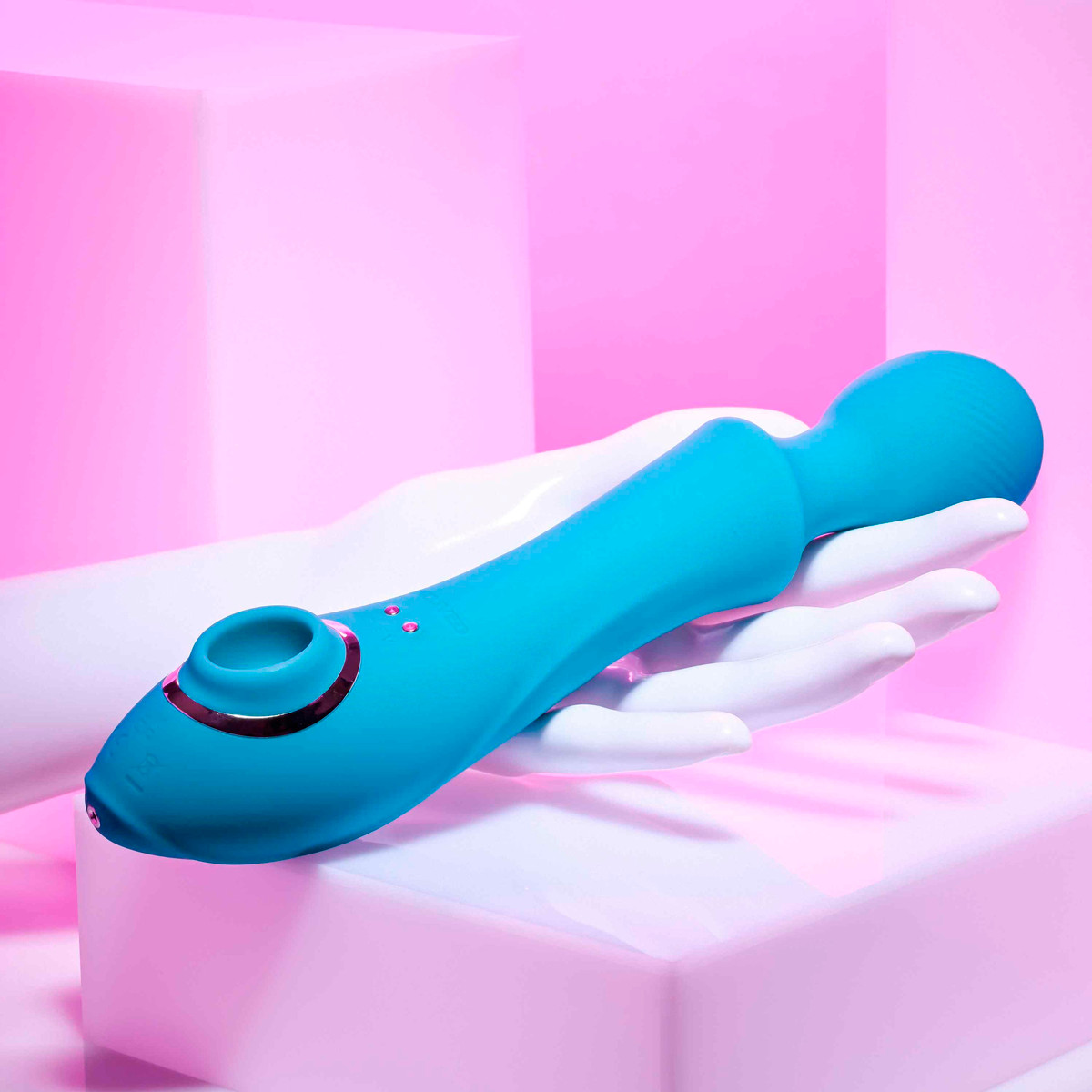 Vibrador Duplo em Silicone com 3 Níveis de Sucção, 10 Modos de Vibração, Modo Turbo e Recarregável - Evolved Wanderful Sucker - 5