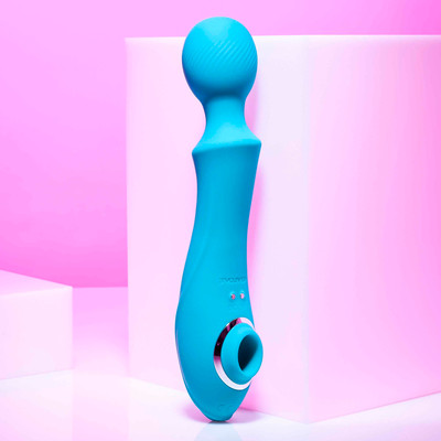 Foto 1 do produto Vibrador Duplo em Silicone com 3 Níveis de Sucção, 10 Modos de Vibração, Modo Turbo e Recarregável - Evolved Wanderful Sucker