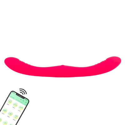 Vibrador Duplo em Silicone Aveludado com Controle Via Aplicativo, 9 Modos de Vibração, Textura Anelar e Recarregável