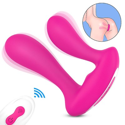 Foto 4 do produto Vibrador Duplo em Silicone Aveludado com 9 Modos de Vibrações e Controle Remoto sem Fio - S Hande Mento RCT | Disponível em 2 Cores