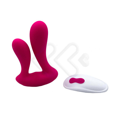 Foto 5 do produto Vibrador Duplo em Silicone Aveludado com 9 Modos de Vibrações e Controle Remoto sem Fio - S Hande Mento RCT | Disponível em 2 Cores