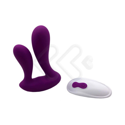 Foto 2 do produto Vibrador Duplo em Silicone Aveludado com 9 Modos de Vibrações e Controle Remoto sem Fio - S Hande Mento RCT | Disponível em 2 Cores