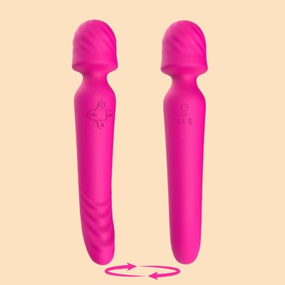 Foto 2 do produto Vibrador Massageador Duplo Varinha Mágica e Ponto G em Silicone com 7 Modos de Vibração e Função de Aquecimento, Recarregável - Massager | 23 x 4,5 cm