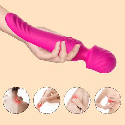 Foto 5 do produto Vibrador Massageador Duplo Varinha Mágica e Ponto G em Silicone com 7 Modos de Vibração e Função de Aquecimento, Recarregável - Massager | 23 x 4,5 cm