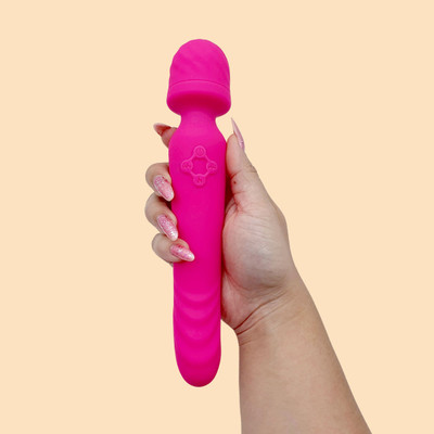 Foto 7 do produto Vibrador Massageador Duplo Varinha Mágica e Ponto G em Silicone com 7 Modos de Vibração e Função de Aquecimento, Recarregável - Massager | 23 x 4,5 cm