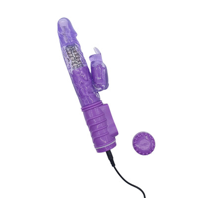 Foto 4 do produto Vibrador com Estimulador de Clitóris no formato de Coelho, 7 Vibrações, 3 Níveis de Rotação 360º e Recarregável via USB - Sexy Import | 11 x 3,3 cm | Disponível em 2 Cores