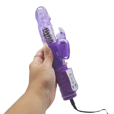 Vibrador com Estimulador de Clitóris no formato de Coelho, 7 Vibrações, 3 Níveis de Rotação 360º e Recarregável via USB - Sexy Import | 11 x 3,3 cm | Disponível em 2 Cores