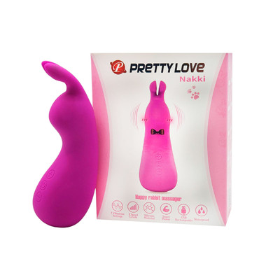 Vibrador Estimulador de Clitóris em Formato de Coelho com 7 Modos de Vibração e 5 Intensidades - Pretty Love Nakki | 12,5 x 3,3 cm