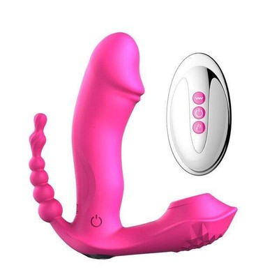 Foto 1 do produto Vibrador Estimulador de Clítoris, Ponto G e Ânus com 7 Modos de Vibrações, 7 Sucções, Função Aquecimento e Controle Remoto - FoxShow | 11,7 x 3,3 cm