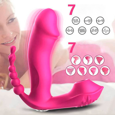 Foto 3 do produto Vibrador Estimulador de Clítoris, Ponto G e Ânus com 7 Modos de Vibrações, 7 Sucções, Função Aquecimento e Controle Remoto - FoxShow | 11,7 x 3,3 cm