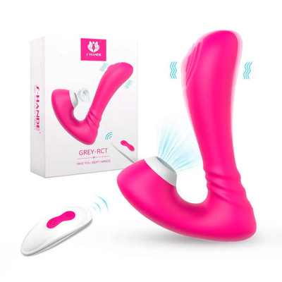 Foto 1 do produto Vibrador Estimulador de Clítoris e Ponto G, Recarregável com 9 Modos de Vibração e Sucção - S-Hande Grey-RCT | 13,5 x 3 cm | Disponível em 2 Cores