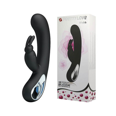 Foto 1 do produto Vibrador Estimulador de Clitóris e Ponto G Recarregável em Formato de Coelho com 12 Modos de Vibrações - Pretty Love Webb | Cor: Preto