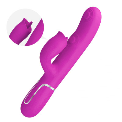 Vibrador Estimulador de Clitóris e Ponto G em Silicone com Turbo, 7 Modos de Pulsação e 7 Movimentos de Língua - Pretty Love Gigi | 12,5 x 3,3 cm