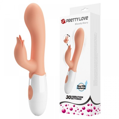 Vibrador Rabbit em TPR com Língua Estimuladora e 30 Modos de Vibrações - Pretty Love Bloody Mary | 10 x 3,2 cm