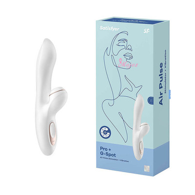 Foto 1 do produto Vibrador Estimulador de Clítoris Recarregável com 11 Níveis de Sucção e 7 Modos de Vibração com 3 Intensidades - Satisfyer PRO G-Spot Rabbit | 10,5 x 3 cm