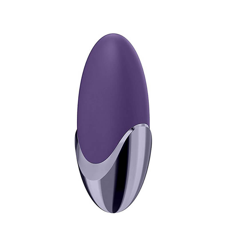 Vibrador Estimulador de Clítoris Recarregável Feito em Silicone, com Formato Oval e 15 Modos de Vibração - Satisfyer Layon 1 Purple Pleasure | 9,5 cm - 5