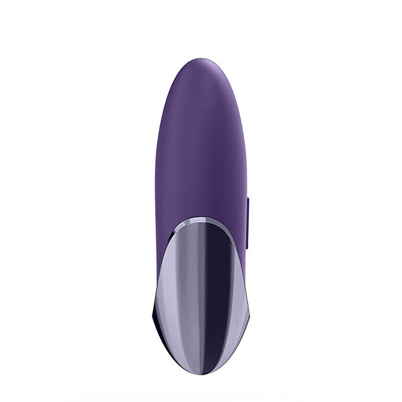 Vibrador Estimulador de Clítoris Recarregável Feito em Silicone, com Formato Oval e 15 Modos de Vibração - Satisfyer Layon 1 Purple Pleasure | 9,5 cm - 6