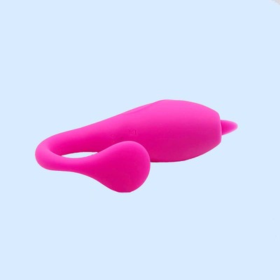 Foto 3 do produto Vibrador Estimulador de Clitóris em Silicone com Língua Massageadora, 10 Modos de Vibração, Controle Remoto Sem Fio e Recarregável - Jumping Egg | 19 x 3,3 cm