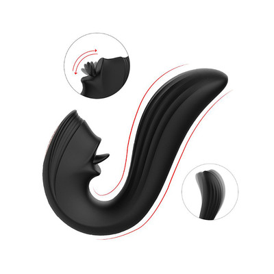 Foto 11 do produto Vibrador Estimulador de Clitóris e Ponto G com 9 Modos de Vibração e Língua Estimuladora - Velvet Kiss S-Hande | Disponível em 2 Cores