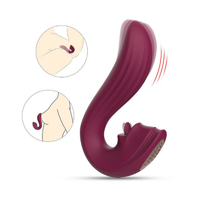 Foto 5 do produto Vibrador Estimulador de Clitóris e Ponto G com 9 Modos de Vibração e Língua Estimuladora - Velvet Kiss S-Hande | Disponível em 2 Cores
