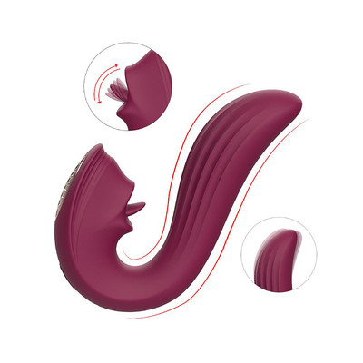 Foto 2 do produto Vibrador Estimulador de Clitóris e Ponto G com 9 Modos de Vibração e Língua Estimuladora - Velvet Kiss S-Hande | Disponível em 2 Cores