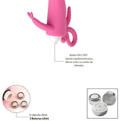 Foto 3 do produto Vibrador Estimulador de Ponto G, Clitóris e Anal com 10 Modos de Vibração - WoW | 10 x 2,8 cm | Disponível em 2 Cores