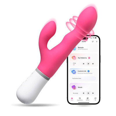 Vibrador Estimulador de Ponto G e Clítoris com Controle por Aplicativo, 7 Modos de Vibração e 3 Velocidades de Rotação - Lovense Nora - 12 x 3,7 cm
