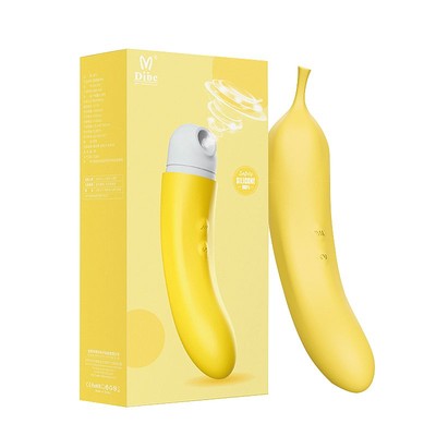 Foto 1 do produto Vibrador Estimulador de Ponto G e Clítoris em Formato de Banana com 7 Modos de Vibração e 7 Modos de Sucção - Dibe Abby Banana | 18 x 3,9 cm