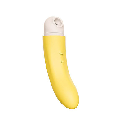 Foto 3 do produto Vibrador Estimulador de Ponto G e Clítoris em Formato de Banana com 7 Modos de Vibração e 7 Modos de Sucção - Dibe Abby Banana | 18 x 3,9 cm
