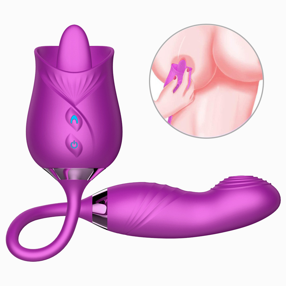 Vibrador de Clitóris e Ponto G no Formato de Rosa com 10 Modos de Vibrações e 10 Modos de Intensidade - Man Ting Hua Massage | Disponível em 2 Cores - 10