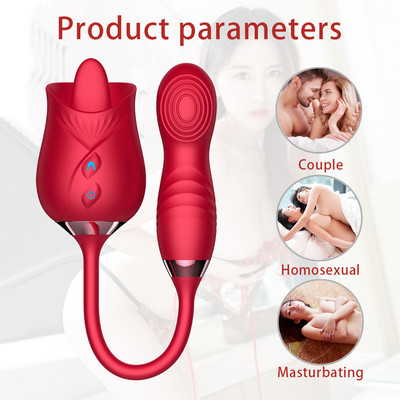 Foto 3 do produto Vibrador de Clitóris e Ponto G no Formato de Rosa com 10 Modos de Vibrações e 10 Modos de Intensidade - Man Ting Hua Massage | Disponível em 2 Cores