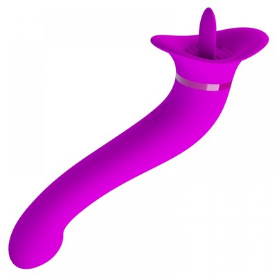 Foto 3 do produto Vibrador Estimulador de Ponto G, Clítoris e Mamilos com 12 Modos de Vibração e Língua com Movimentos - Pretty Love Faust | 22 x 3,1 cm
