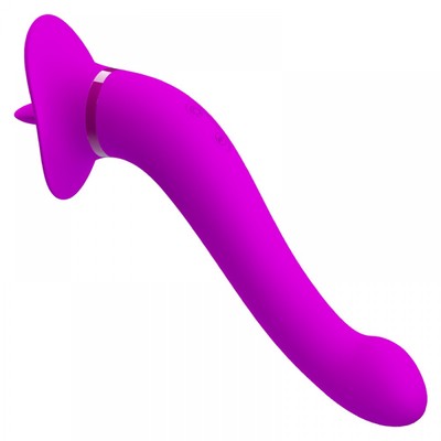 Foto 4 do produto Vibrador Estimulador de Ponto G, Clítoris e Mamilos com 12 Modos de Vibração e Língua com Movimentos - Pretty Love Faust | 22 x 3,1 cm