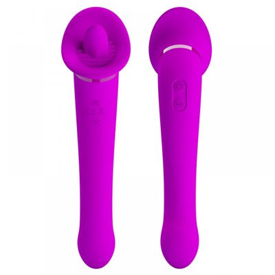 Foto 5 do produto Vibrador Estimulador de Ponto G, Clítoris e Mamilos com 12 Modos de Vibração e Língua com Movimentos - Pretty Love Faust | 22 x 3,1 cm