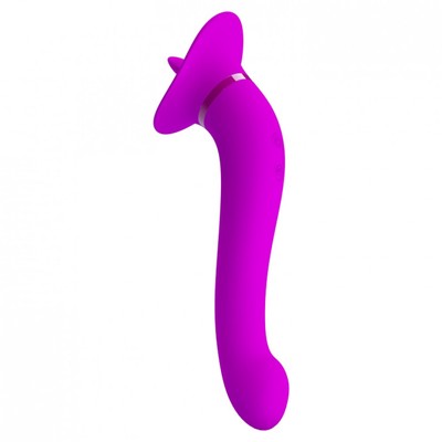 Foto 6 do produto Vibrador Estimulador de Ponto G, Clítoris e Mamilos com 12 Modos de Vibração e Língua com Movimentos - Pretty Love Faust | 22 x 3,1 cm