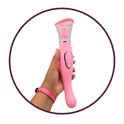 Foto 5 do produto Vibrador Estimulador de Ponto G, Clítoris e Mamilos com Sucção, 6 Modos de Vibração e Língua com 6 Movimentos - Pussy Pump | 20 x 4,4 cm