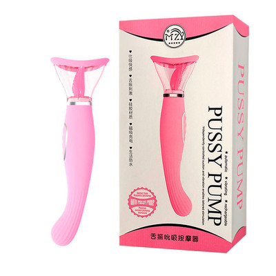 Foto 1 do produto Vibrador Estimulador de Ponto G, Clítoris e Mamilos com Sucção, 6 Modos de Vibração e Língua com 6 Movimentos - Pussy Pump | 20 x 4,4 cm