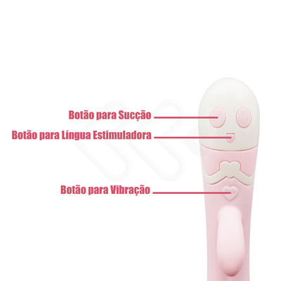 Foto 6 do produto Vibrador Estimulador de Ponto G, Clitóris e Mamilos com Sucção, Língua Estimuladora e Vibração - Pleasure Dreams | 12,6 x 3,1 cm
