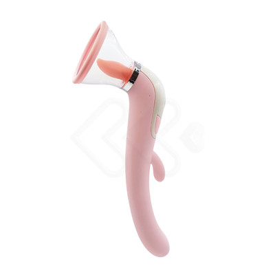 Foto 2 do produto Vibrador Estimulador de Ponto G, Clitóris e Mamilos com Sucção, Língua Estimuladora e Vibração - Pleasure Dreams | 12,6 x 3,1 cm