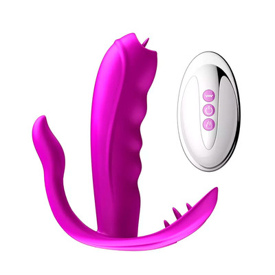Foto 1 do produto Vibrador Estimulador de Ponto G, Clítoris e Períneo com 7 Modos de Vibração, Função  Aquecimento e Controle Remoto Sem Fio - 10 x 3 cm