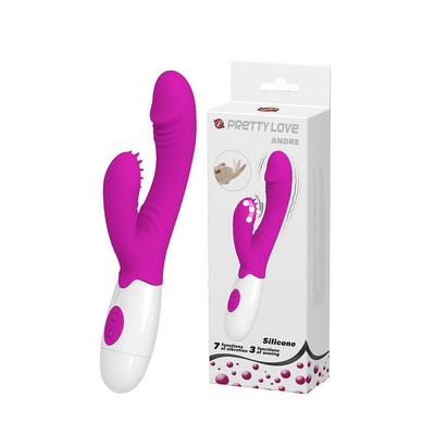 Vibrador Estimulador de Ponto G e Clítoris com 7 Níveis de Vibração, Cerdas e Resistente à Água - Pretty Love Andre | 10,5 x 3 cm | Disponível em 2 Cores