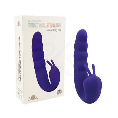 Vibrador Estimulador de Ponto G e Clitóris Recarregável com 10 Modos de Vibração e 5 Movimentos Vai e Vem - Ribbed Dual Stimulator With Rolling Ball | 14,6 x 3,4 cm | Disponível em 2 Cores