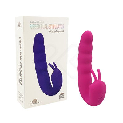 Foto 8 do produto Vibrador Estimulador de Ponto G e Clitóris Recarregável com 10 Modos de Vibração e 5 Movimentos Vai e Vem - Ribbed Dual Stimulator With Rolling Ball | 14,6 x 3,4 cm | Disponível em 2 Cores