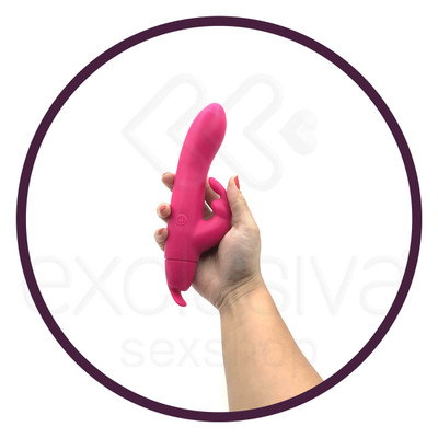 Vibrador Estimulador de Ponto G e Clítoris Recarregável com 10 Modos de Vibração e Língua em Silicone - Brisk Bunny - 11,6 x 3,3 cm | Disponível em 2 Cores