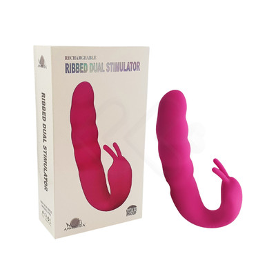 Foto 5 do produto Vibrador Estimulador de Ponto G e Clitóris em Silicone Macio com 10 Modos de Vibração e Recarregável - Aphrodisia Ribbed Dual Stimulator | Disponível em 2 Cores