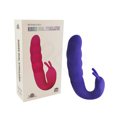 Vibrador Estimulador de Ponto G e Clitóris em Silicone Macio com 10 Modos de Vibração e Recarregável - Aphrodisia Ribbed Dual Stimulator | Disponível em 2 Cores