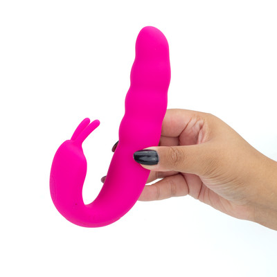 Vibrador Estimulador de Ponto G e Clitóris em Silicone Macio com 10 Modos de Vibração e Recarregável - Aphrodisia Ribbed Dual Stimulator | Disponível em 2 Cores