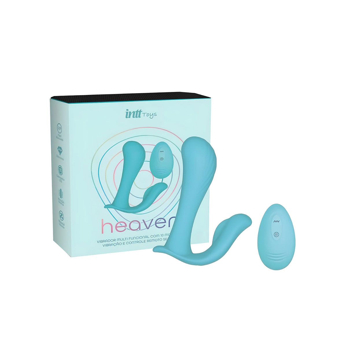 Vibrador Estimulador de Ponto G e Clitóris em Silicone com 10 Modos de Vibração, Controle Remoto sem Fio e Recarregável - Intt Heaven | 11 x 3,1 cm | Disponível em 3 Cores - 10